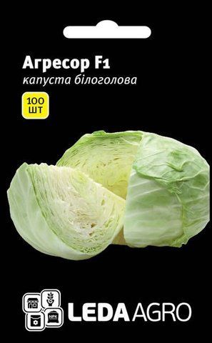 Насіння Капусти білокачанної Агресор F1, хіт продажу, 100 шт (Leda Agro) 4556677 фото